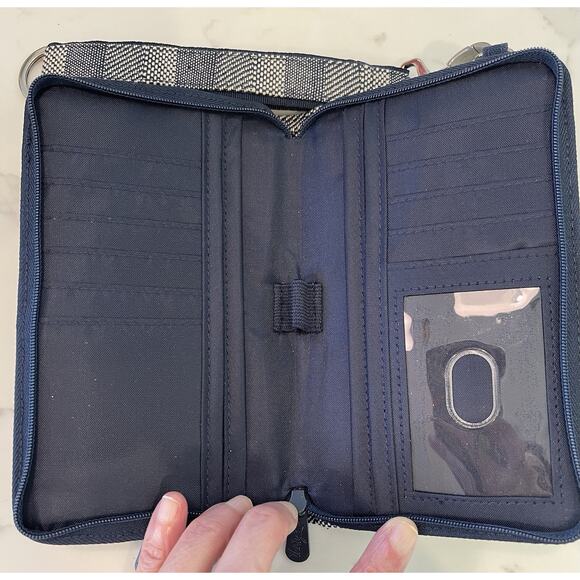 Thirty-One All About the Benjamins Wallet Gray Woven Fabric Clutch Wristlet Zip - Picture 4 of 7